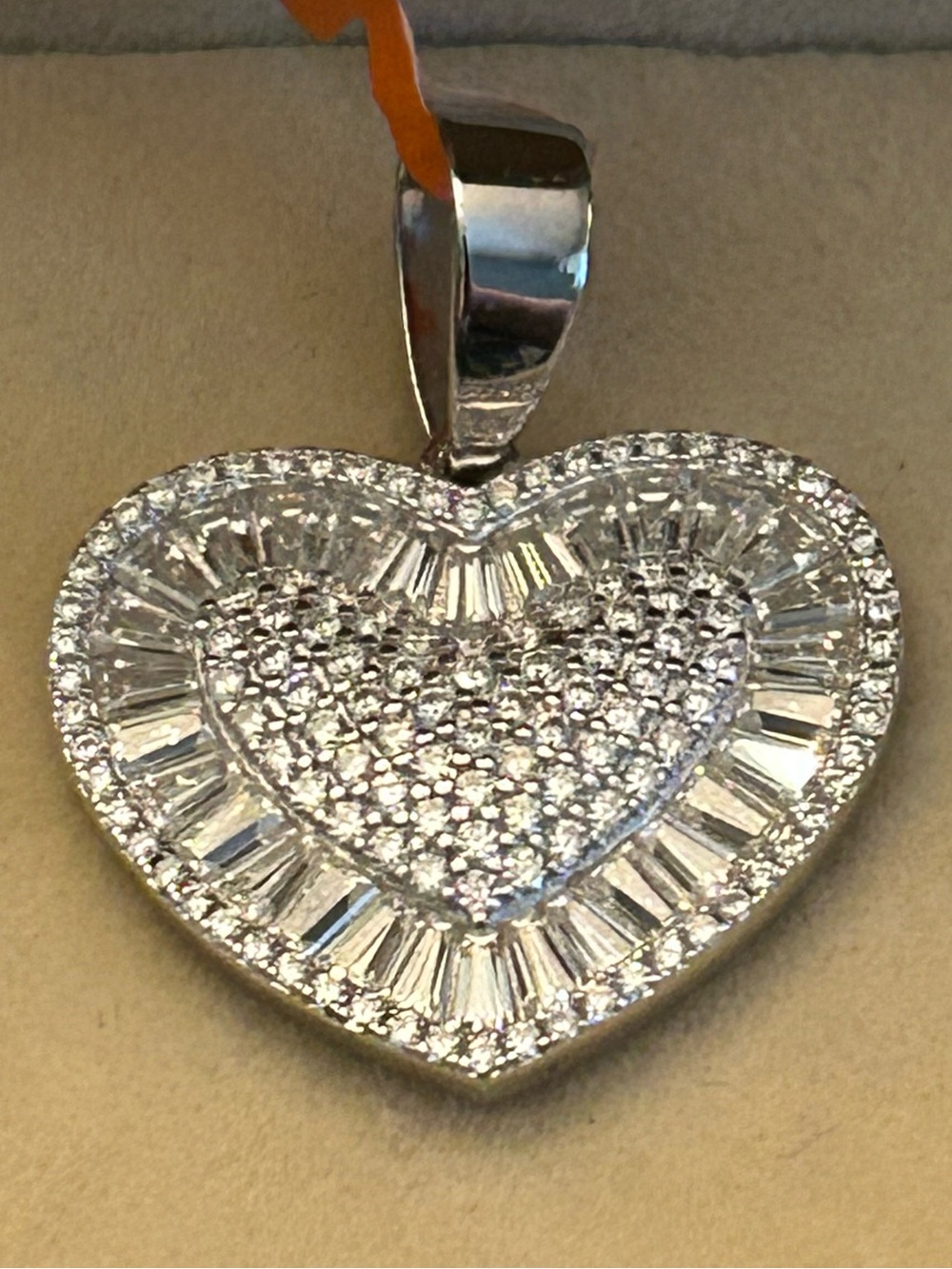 3.00CTW Round & Baguette Cut Moissanite 925 Sterling Silver Pendant